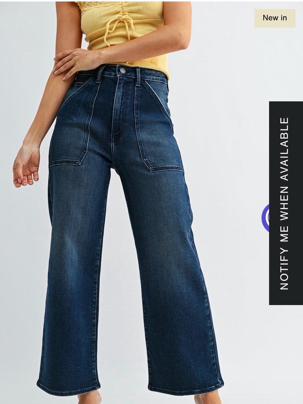 Just Black Denim Wide Leg Jeans Size 26 Blue Patch Pocket 70s Made in USA
